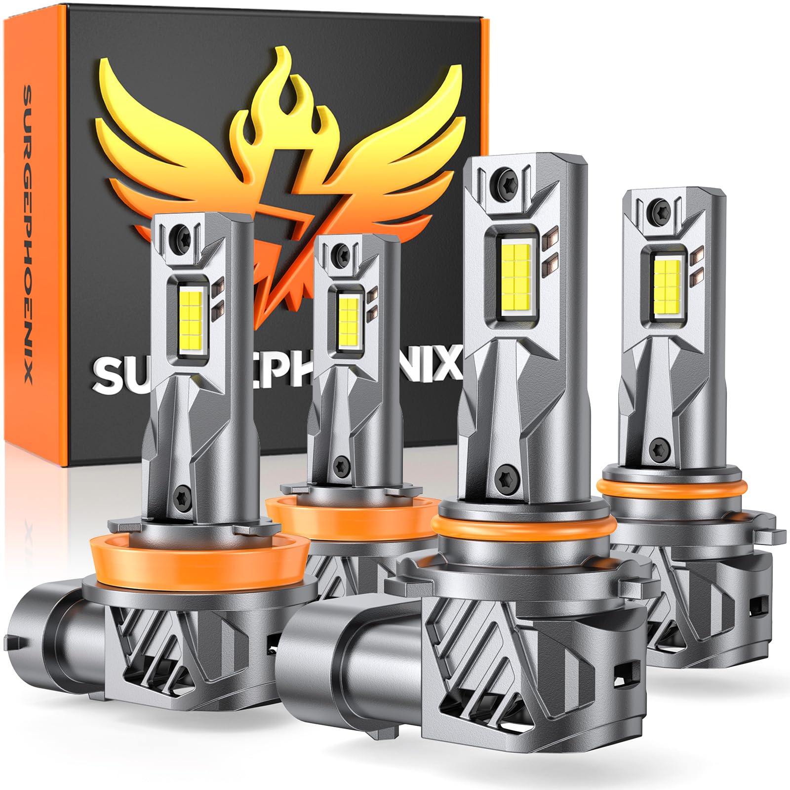 Photo 1 of Surgephoenix 9005/HB3 H11/H8/H9 Light Bulbs Combo – Super Bright 100,000LM 1000% Brighter, 2025 Updated Light Bulbs, 1:1 Mini Size, 6500K Cool White, Off Road Light or Fog Light Bulbs, Pack of 4
