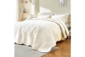 Oversized Bedspread 128x120 for Extra Tall King/California King Bed - Lightweight Quilted Coverlet Set 3 Pieces (1 Quilt, 2 P