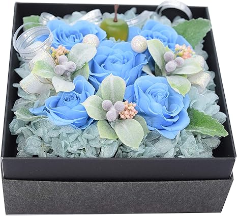 Amazon Fleurcocoオリジナル 枯れないお花の プリザーブドフラワーボックス スカイブルー プリザーブドフラワー オンライン通販 Amazon Fleurcocoオリジナル 枯れないお花の プリザーブドフラワーボックス スカイブルー プリザーブドフラワー オンライン通販