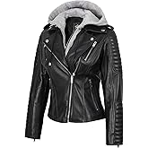 Blingsoul Leather Jacket Women - Real Lambskin Womens Leather Jackets With Detachable Hood