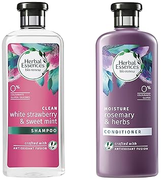 Herbal Essences Bio: Renew White Strawberry And Sweet Mint Shampoo, 400 Ml With Herbal Essences Bio: Renew Rosemary And Herbs Conditioner, 400 Ml