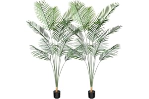 CROSOFMI Artificial Areca Palm Tree 6 Feet Fake Tropical Palm Plant,Perfect Faux Dypsis Lutescens Plants in Pot for Indoor Outdoor Home Office Garden Modern Decoration Housewarming Gift,2Pack