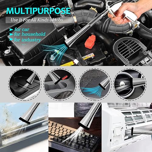 High-Pressure Air Blow Gun For Car Detailing – Tapered Nozzle, 360° Rotating Hose, 6-9.2 Bar, Works With Air Compressor