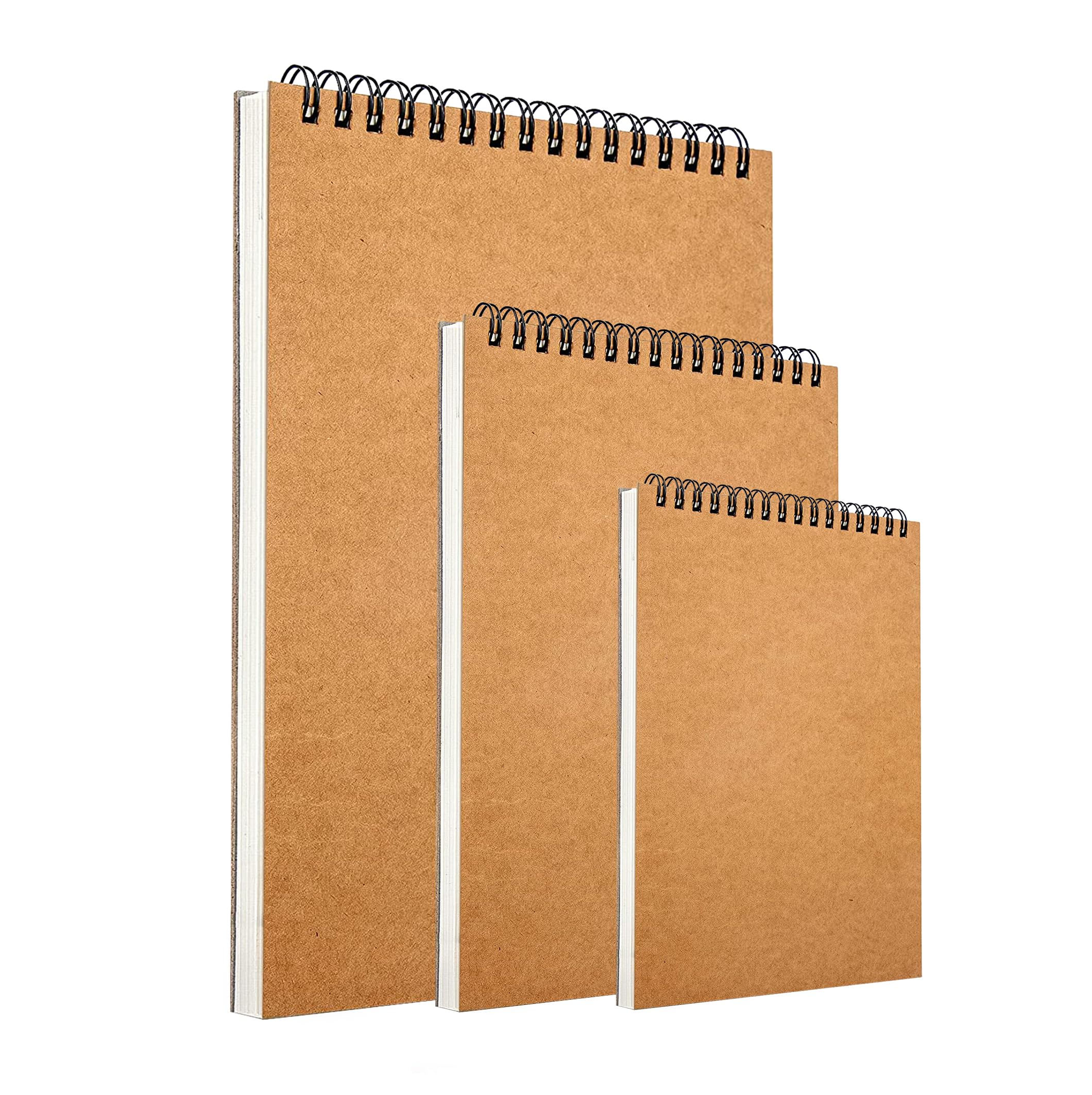 3Pack Sketchbook Spiral Bound Hardback Sketch Pad Drawing Pad for Artists A3 A4 A5 Art Books 160gsm Recycled White Drawing Paper
