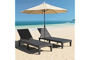 NUNU LAB Outdoor Chaise Lounge Chair Set of 2,Lightweight Patio Chairs,Waterproof Lawn Chairs Lounge Outdoor,5-Positions Adjustable Pool Lounge Chair for Garden Beach Patio Poolside and Deck,Striped Black