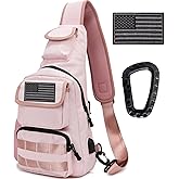 Novemkada Tactical Shoulder Bag - 1000D Molle Military Backpack Outdoor Daypack Chest Pack (Lightpink)