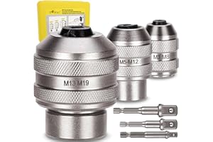 Topec Tap Sockets, 6-Piece Tap Socket Set, Extraction Tool, CR-MO Steel, Adjustable Handle with Metric M3-M19 Sockets & 1/4"-3/8"-1/2 Imperial Adapters