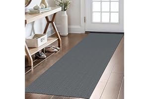 KOZYFLY Washable Runner Rug 2x6 Ft Runners for Hallways Non Slip Kitchen Runner Rugs Braided Cotton Entryway Runner Indoor, Carpet Runners for Hallway Kitchen Entryway Bedroom, Grey/Charcoal Grey
