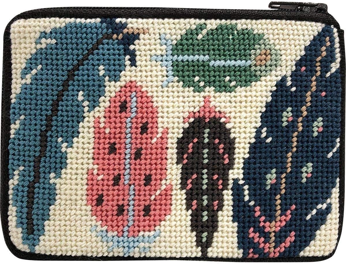 Stitch & Zip Needlepoint Coin Purse Kit- Feathers