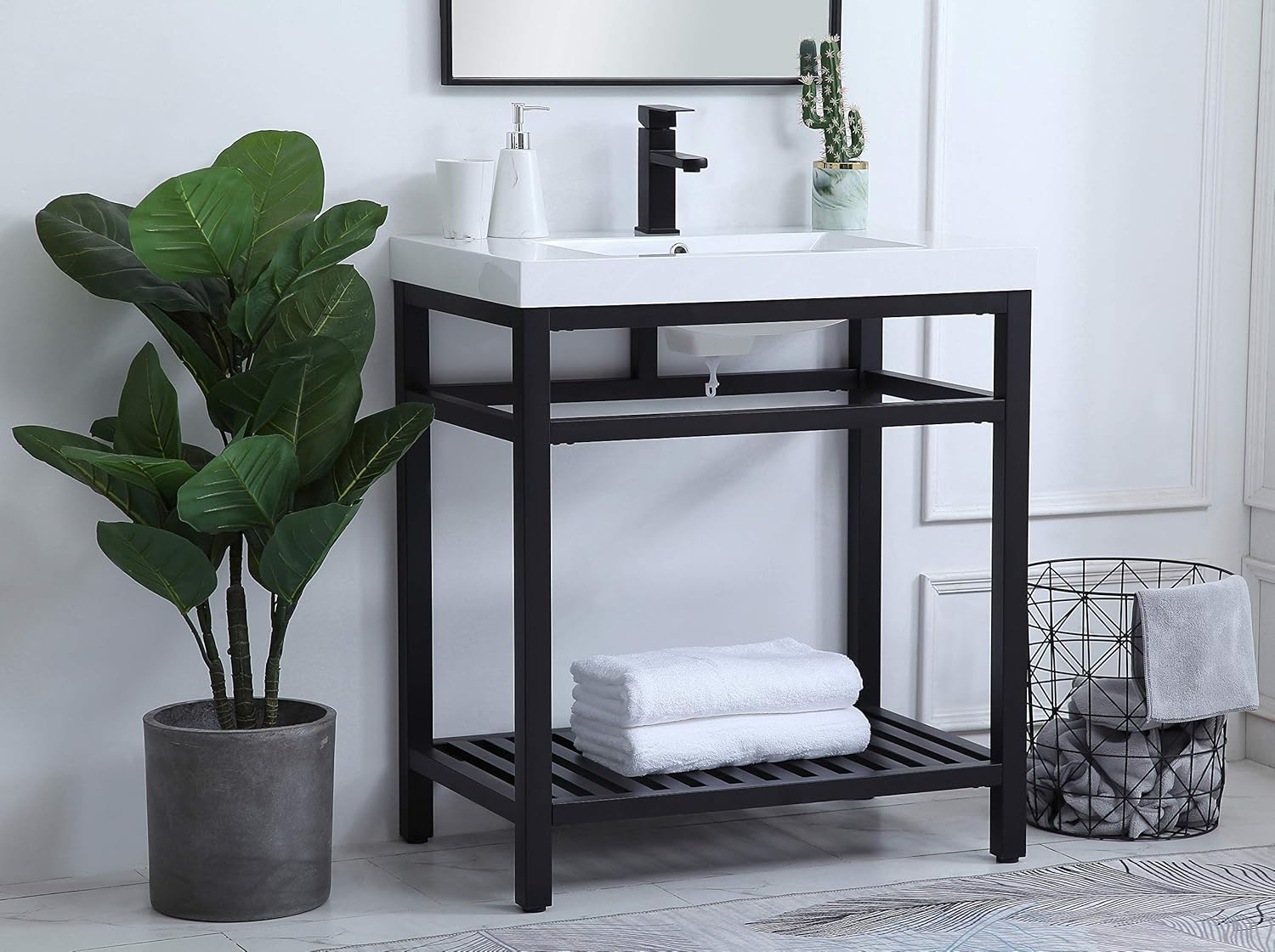 Amazoncom Elegant Decor 30 Inch Single Bathroom Metal Vanity In Black Furniture Decor