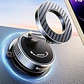 Viccux 2026 Upgraded Vacuum Magnetic Phone Holder for Car [89LB Vacuum Suction+2400GF Strong Magnetic] 360° Adjustable Car Phone Holder for MagSafe, Dashboard Suction Cup Phone Mount for iPhone 17/16