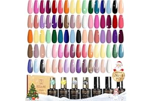 ROSALIND 30pcs Gel Nail Polish Set, 26 Colors Gel Polish with 3Pcs Glossy Matte Glitter Top Coat and Base Coat All Seasons Nude Blue Red Gel Nails art Kit DIY Salon at Home