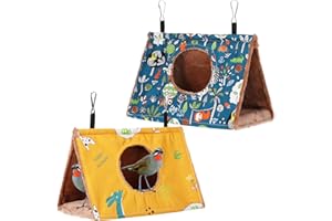 Cunno 2 Pcs Winter Warm Bird Nest House Bird Bed, Hanging Hammock, Plush Fluffy Shed Birds Hideaway Sleeping Bed Fuzzy for Budgies, Lovebird, Parrot, Parakeets, Cockatiels