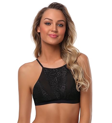 SHEKINI Damen Blumen Spitzen BH Bustier Atmungsaktiv Drahtlose Lace Bra Crop Top Bralette Flirty Lingerie Padded Einstellbar 