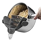 Kitchen Gizmo Snap N Strain Strainer, Clip On Silicone Colander, Fits all Pots and Bowls - Grey