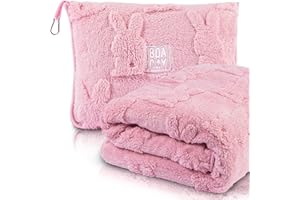 BOACAY Travel Toddler Blanket for Airplane, Car - Soft Kids Throw Blanket for Daycare - Pillow for Girls, Boys with Backpack 