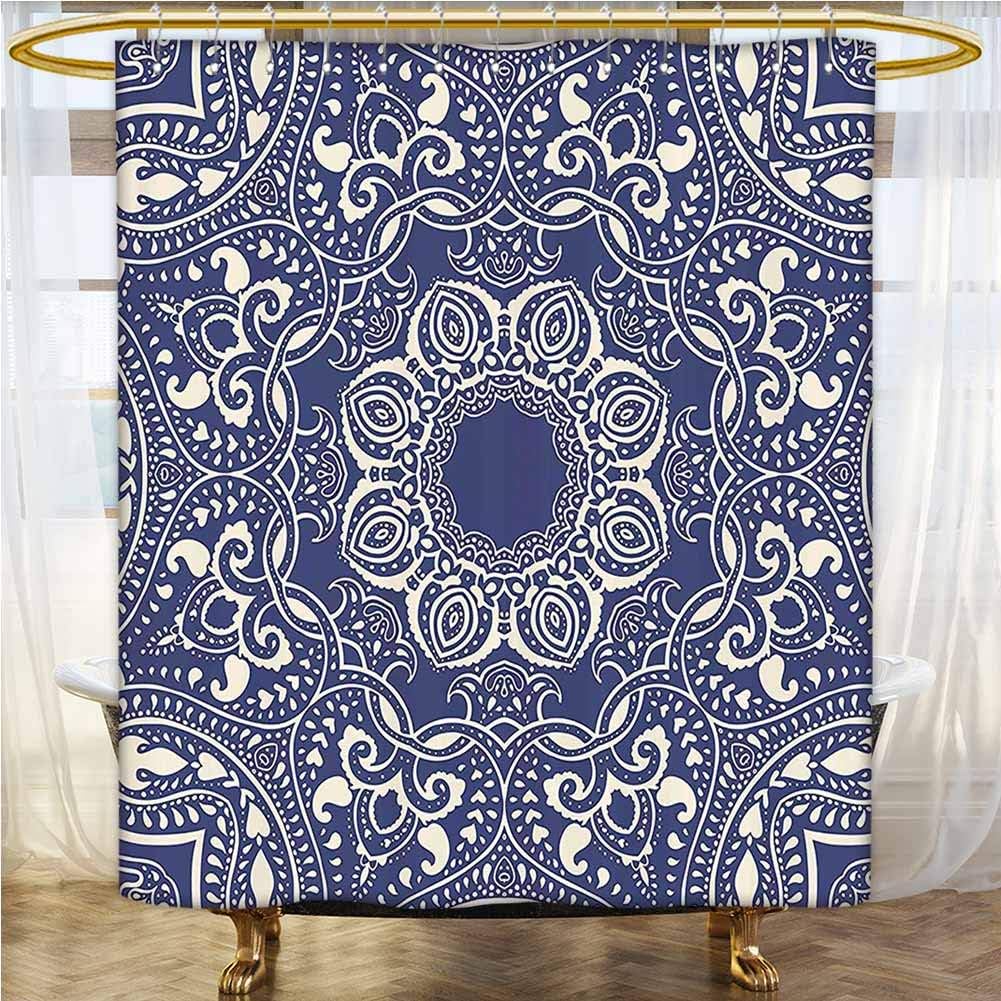 Mandala Long Shower Curtain Circular Pattern Summer Boho