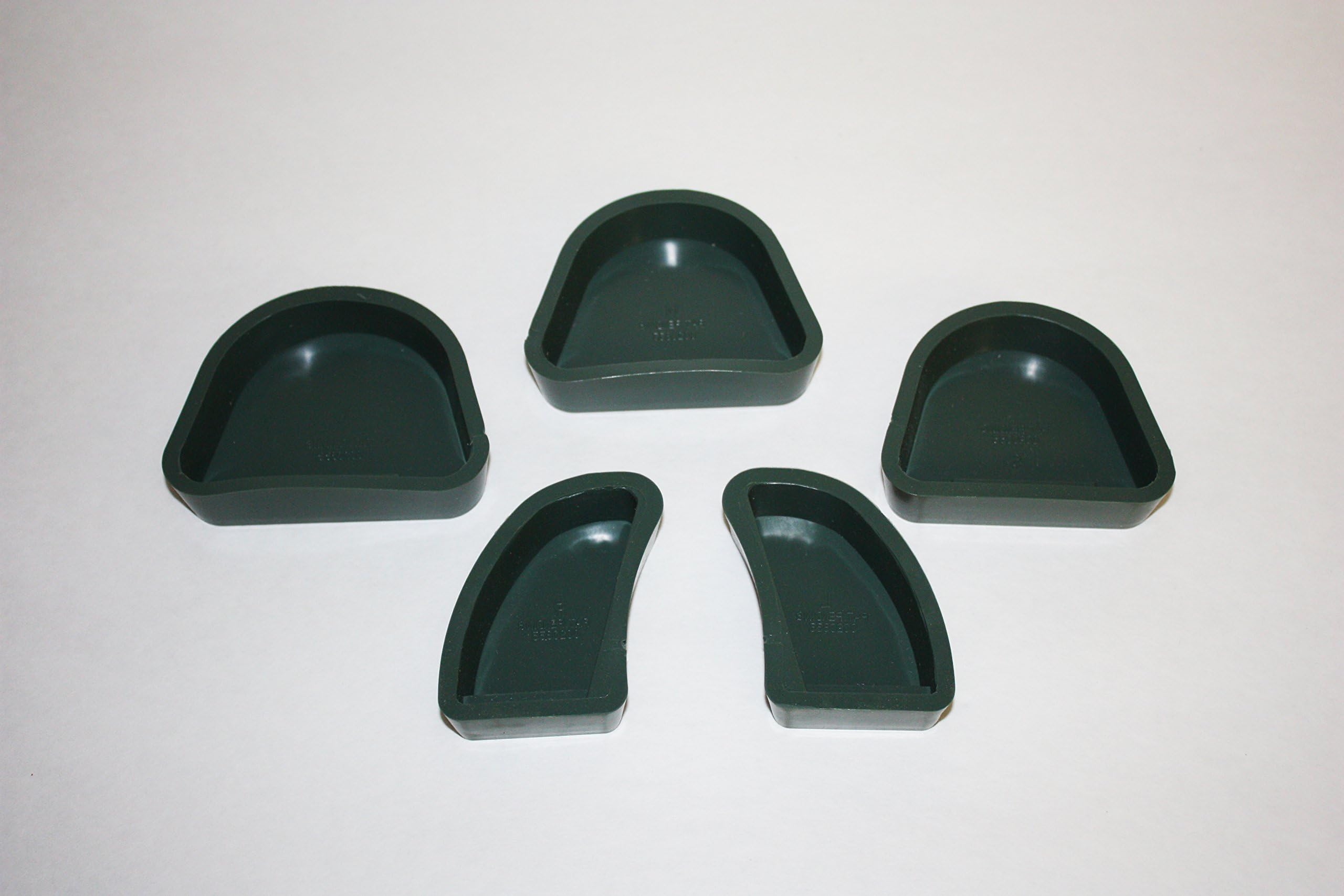 Chase Dental Supply 511 Professional Dental Silicone Model Base Formers Green Set of 5 (Includes: 1 Medium Full Arch, 1 Large Full Arch, 1 Small Full Arch, 1 Right Quadrant, 1 Left Quadrant)