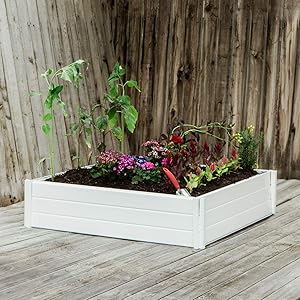 White Planter Box, Elevated Home Gardening, Raised DIY Vinyl Vegetable Garden