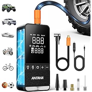 Tire Inflator Portable Air Compressor, 150 PSI Smart Air Pump for Car Tires with Digital Pressure Ga...