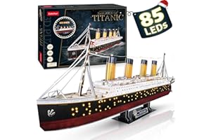 CubicFun Titanic 3D LED Puzzles for Adults 88 CM 266 Pieces,Titanic Toys for Teens, Home Decor Birthday Gifts Adults