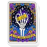 (3Pcs) The Shit Show Tarot Card Inspired Sticker 3'' Funny Sweary Sarcastic Skeleton Popular Adult Humor Witchy Gothic Vinyl Decal for Water Bottles Laptops Journals