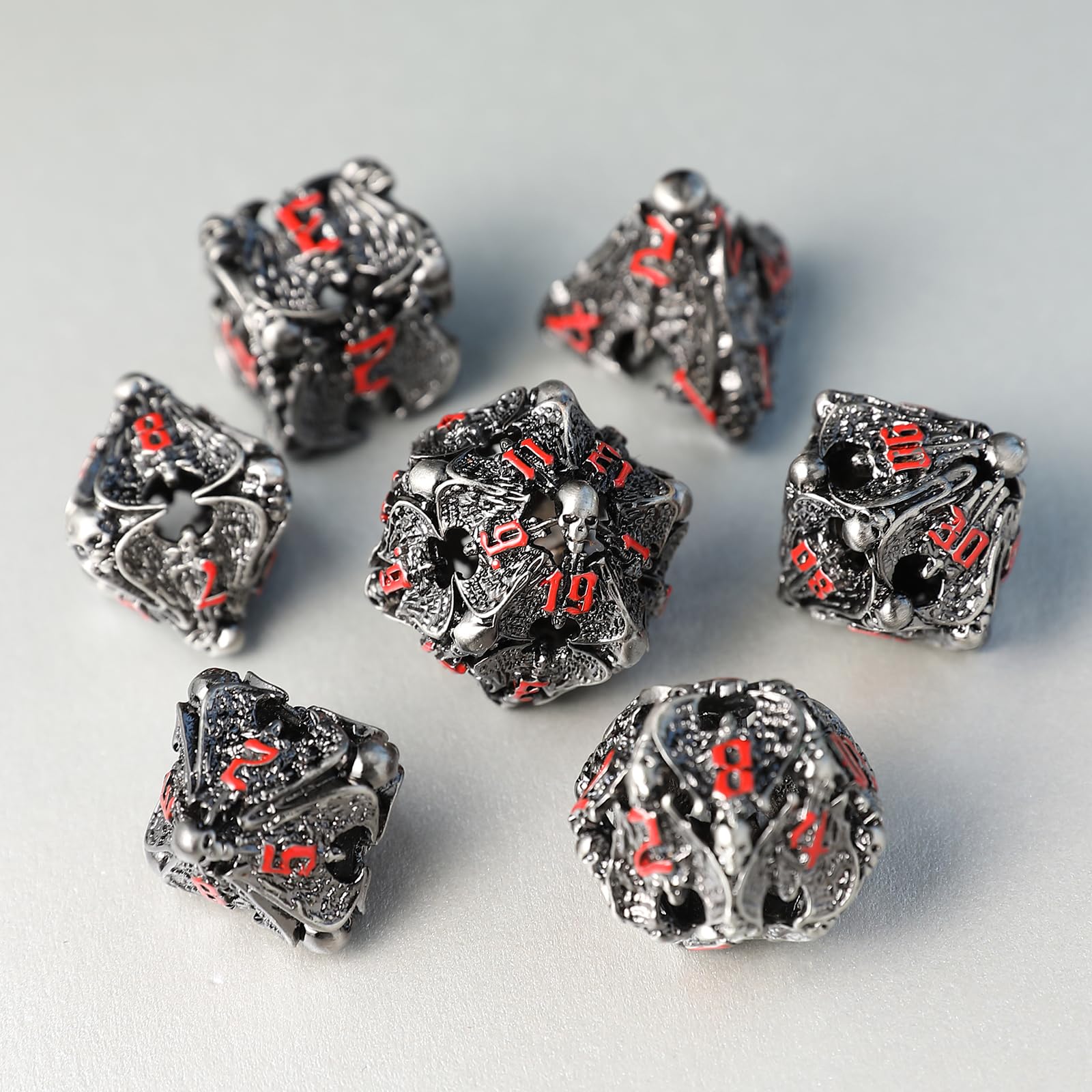 Metal DND Dice Set 7 Hollow 3D Angel DND Dice Polyhedral Dice D20 D12 D10 D% D8 D6 D4 for Dungeons & Dragons RPG Board Table Games RPG MTG Games — image 1