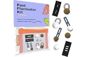 CROPTUCK Pant Fluctuator Kit – Adjustable Waist Extender & Tightener with Elastic Stretch Buttons & Snap Pins for Jeans, Pants, Maternity, Bloating, No-Sew Waistband Fix for Men & Women