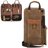 Damero Chef Knife Bag, Waxed Canvas Chef Bag with 11 Slots &amp; 2 Mesh Pockets | Chef Storage Bag Knife Carrier Travel Knife Bag with Top Handles, Detachable Shoulder Strap for Kitchen Tools &amp; Chef Utensils