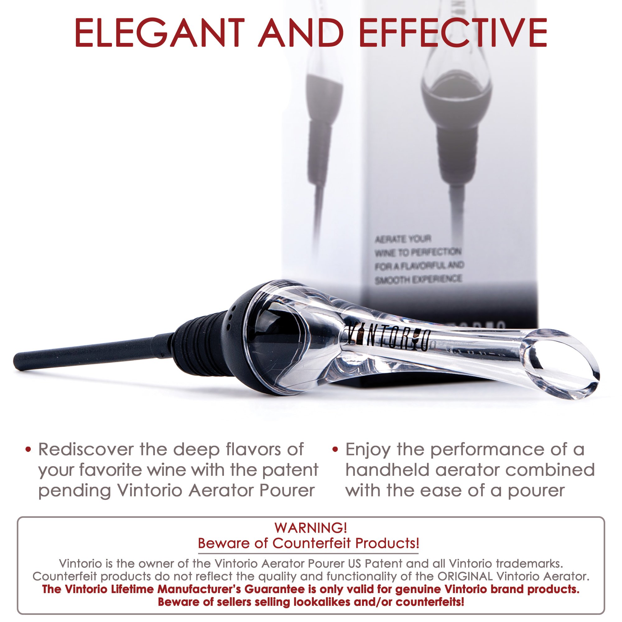 Vintorio Wine Aerator Pourer Premium Aerating Pourer Decanter Spout