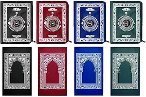 Hitopin Travel Prayer Mat - 4 PCS 60cm*100cm Portable Waterproof Rug for Ramadan Gifts, Islamic Muslim Prayer (Green, Blue, R