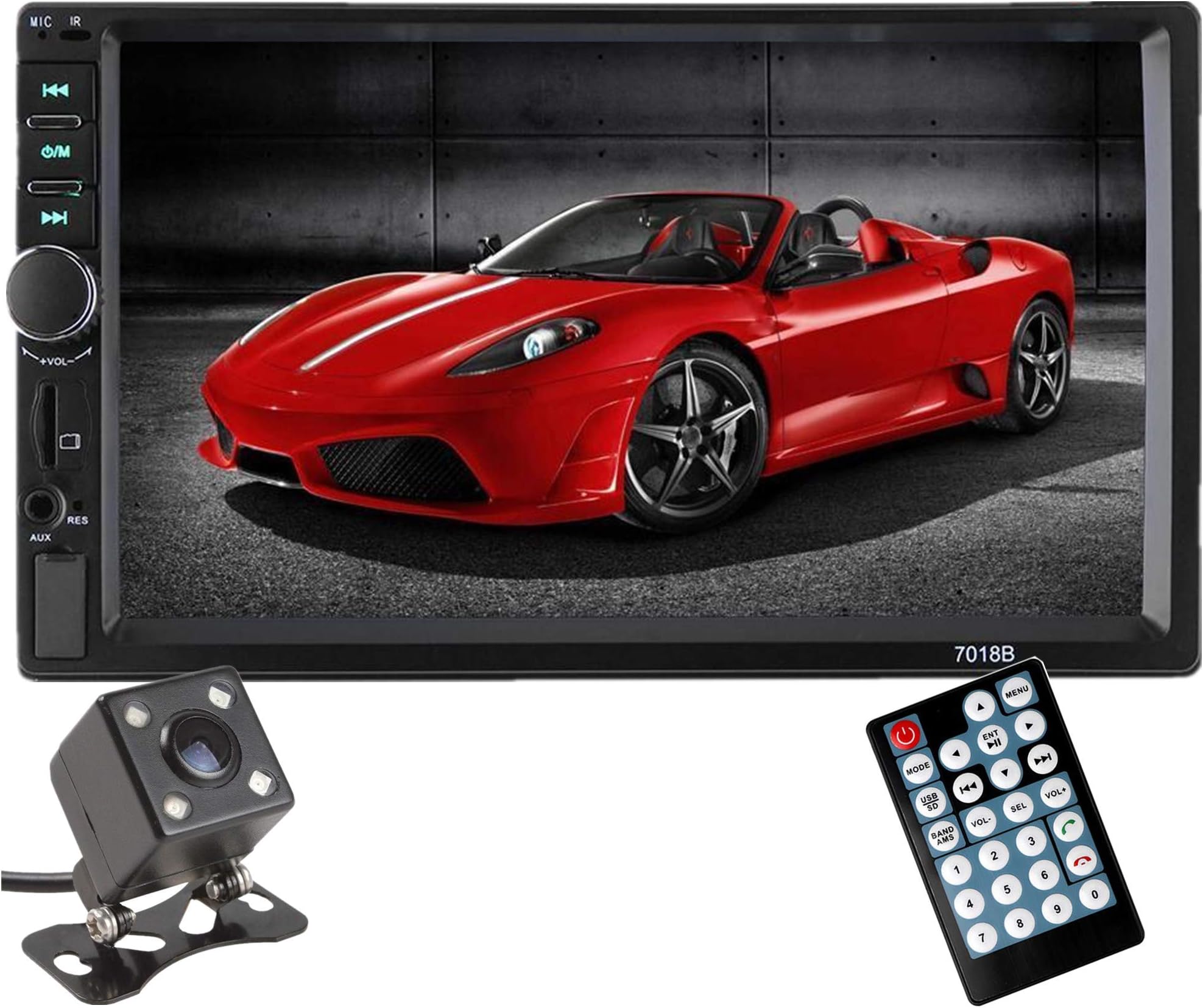 Double Din Car Stereo, Ewalite 7 inch Touch Screen In Dash Car Radio Receiver Audio Video Player Supports Bluetooth FM Mp3 MP5 / TF/USB / AUX/with Rear View Camera + Remote Control