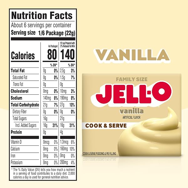 JELL-O COOK & SERVE VANILLA PUDDING & PIE FILLING MIX, 4.6 OZ BOX