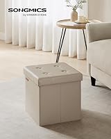 SONGMICS MAZIE Collection Storage Ottoman 38 cm Folding Foot Rest Camel Brown view 2
