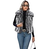 FIOPHY Womens Faux Fur Vest Lapel Collar Sleeveless Open Front Cardigan Top Fuzzy Coats Jacket Fluffy Outwear with Pockets