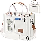 JIECH Canvas Tote Bags with Pockets - Women's Everyday Satchel Handbag