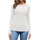 ACIEMR Women's Fall Sweaters Casual Long Sleeve Crew Neck Ribbed Knit Slim Fit Pullover Sweatshirts Tops