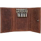 RUSTIC TOWN Leather Key Holder - Smart Fob Car Key Loop Wallet Slim Keychain Pouch - Practical Key Organizer for Men & Women