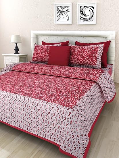 Vihaan Fab India Double Bedsheet Pure Cotton Rajasthani/Jaipuri Printed with 2 Pillow Covers,Size-(90 x 108 inch) |Multicolor