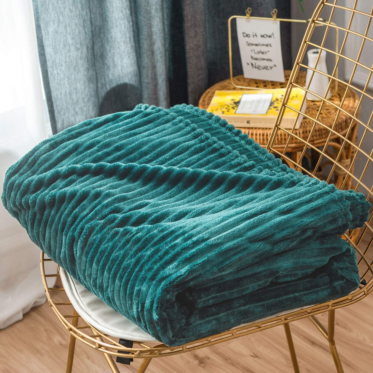OREISE Flannel Fleece Luxury Blanket Queen Size Teal Lightweight, Warm Soft Cozy Velvet Plush Blanket for Couch Bed Sofa (Teal,90x90 Inches): Home & Kitchen