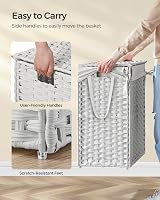 SONGMICS Handwoven Laundry Basket 90L White with Lid and Handles LCB51WT view 4
