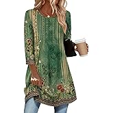 Zeagoo Women Tops 3/4 Sleeve Dressy Casual Plus Size Tunics to Wear with Leggings Swing Flare T-Shirt Loose Blouses
