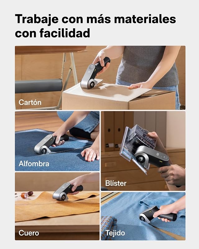 Ciseaux elétricos sem fios EdgeFlow, chapa de titânio e ecrã LED, cortador de cartão recarregável, fechadura de segurança, para cartão, alcatifa, pele, DIY