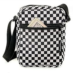 Fydelity Small Checkered Crossbody Bag | Black And