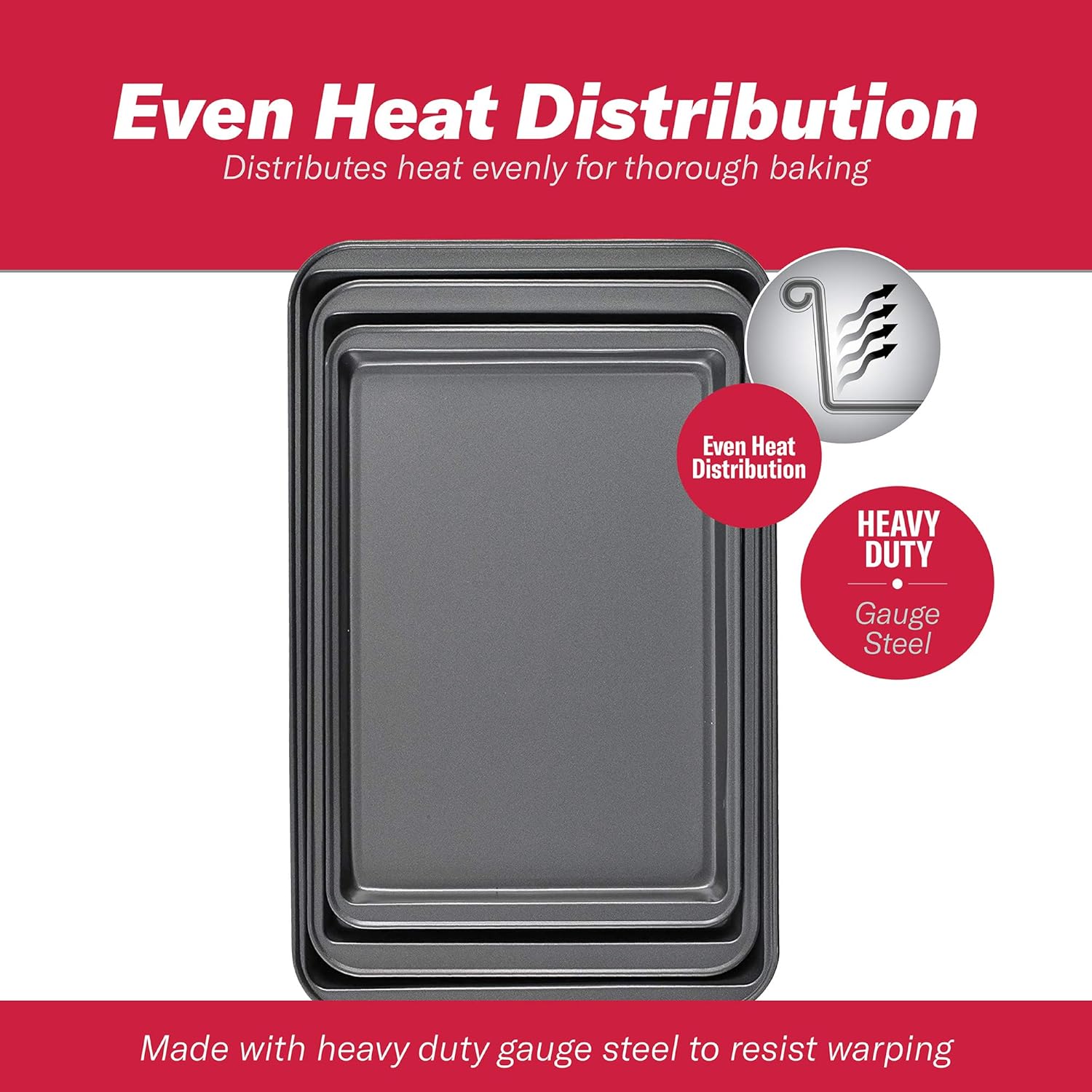 Goodcook 08929002199 Nonstick Bakeware, Set Of 3 Non-Stick Cookie Sheet : Kitchen & Dining