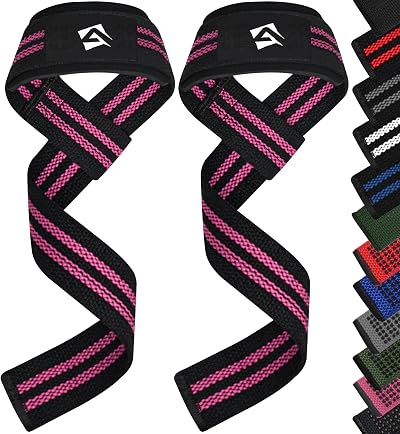 AQF Weight Lifting Straps 60CM Cotton Gym Wrist Straps Neoprene Padding