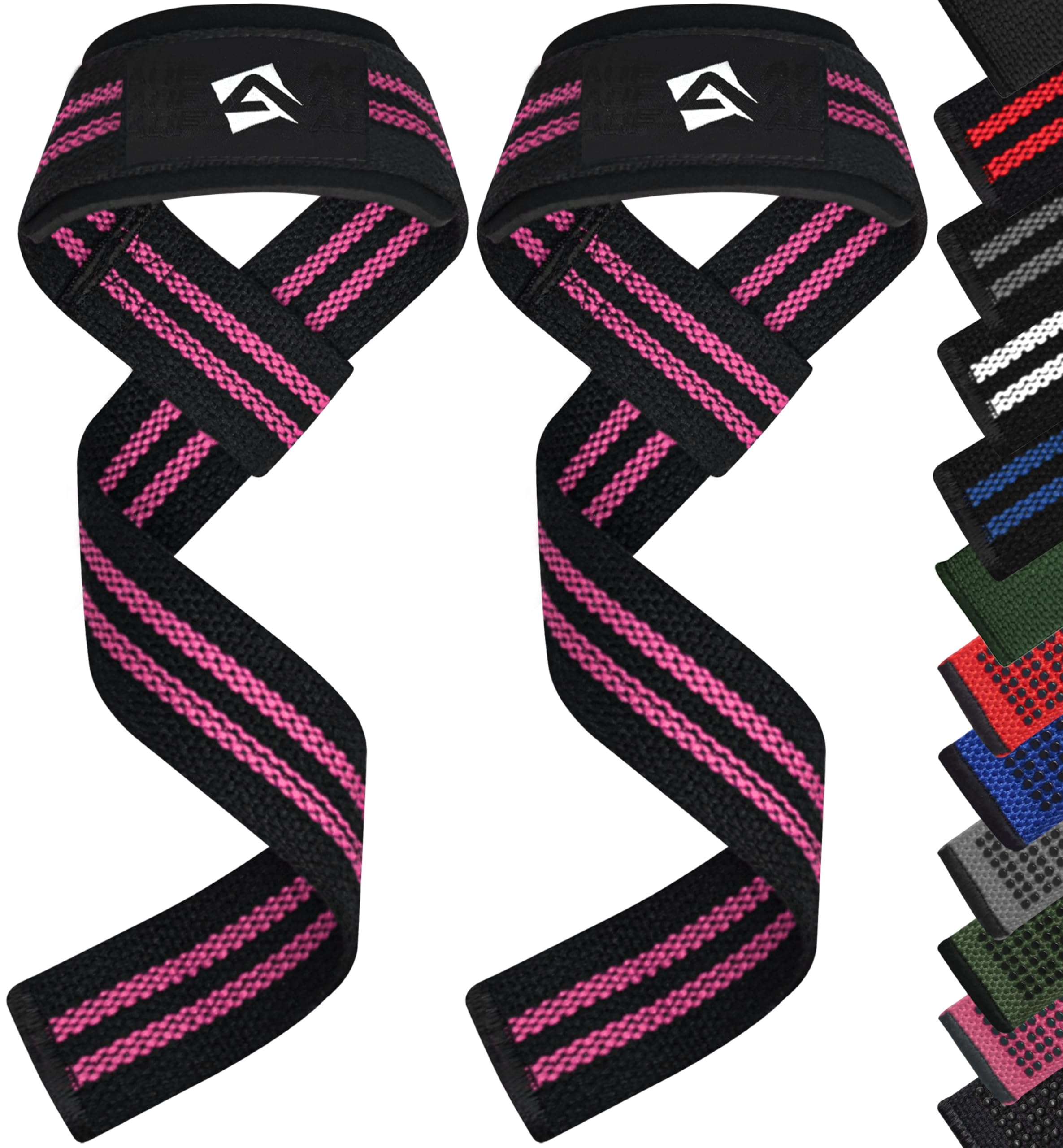 AQF Weight Lifting Straps, 100% Cotton Gym Wrist Straps, 60CM Heavy Duty Lifting Straps with 5MM Neoprene Padding, Non-Slip Advanced Gel Grip, Ideal for Deadlifts Strength Training