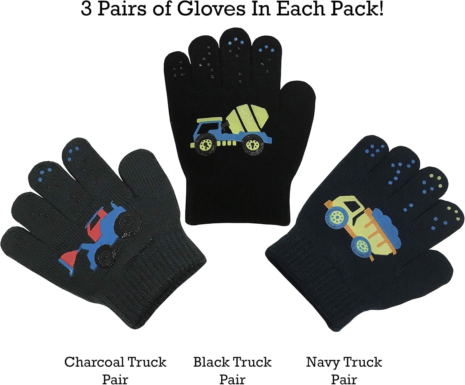 N'Ice Caps Boys Girls Magic Stretch Gloves 3 Pair Pack Assortment: Clothing
