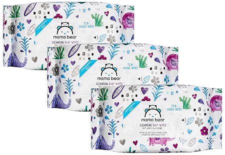 Amazon Brand - Mama Bear Wet Wipes (Pack of 3, 72 Sheets per Pack)