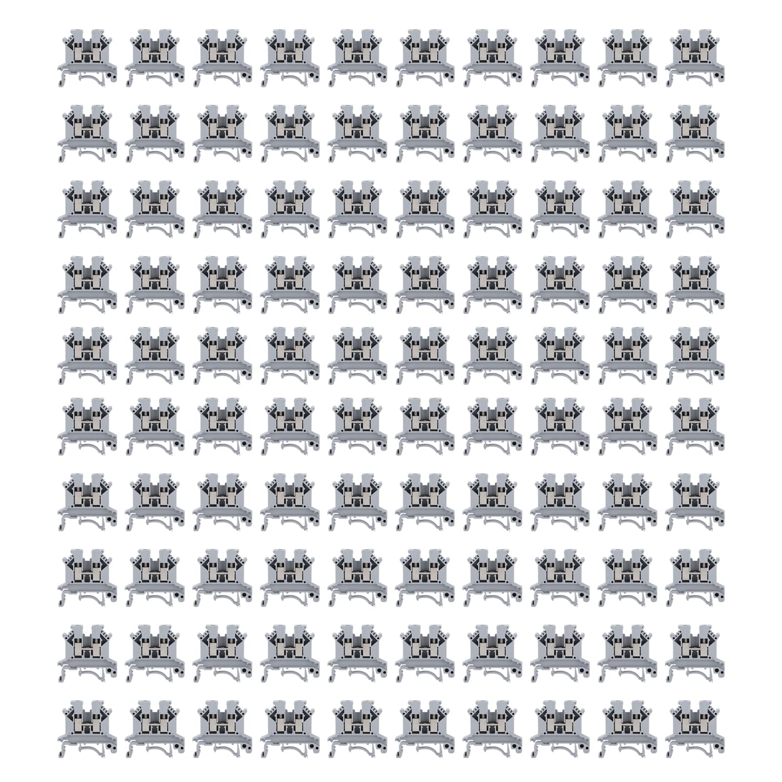 DEWIN Din Rail Connectors, 100Pcs Electrical Terminal Block UK‑2.5B Screw Type Terminal Block DIN Rail Mount Electrical Crimping Terminals 690V 32A